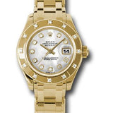Rolex Yellow Gold Lady-Datejust Pearlmaster 29 Watch - 12 Diamond Bezel - Mother-Of-Pearl Diamond Dial - 80318 md