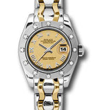 Rolex White Gold Lady-Datejust Pearlmaster 29 Watch - 12 Diamond Bezel - Champagne Mirror Roman Dial - 80319 chrbic