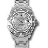 Rolex White Gold Lady-Datejust Pearlmaster 29 Watch - 12 Diamond Bezel - Mother-Of-Pearl Diamond Dial - 80319 md