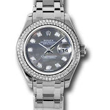 Rolex White Gold Lady-Datejust Pearlmaster 29 Watch - 116 Diamond Bezel - Dark Mother-Of-Pearl Diamond Dial - 80339 dkmd
