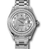 Rolex White Gold Lady-Datejust Pearlmaster 29 Watch - 116 Diamond Bezel - Mother-Of-Pearl Diamond Dial - 80339 md