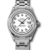 Rolex White Gold Lady-Datejust Pearlmaster 29 Watch - 116 Diamond Bezel - White Diamond Dial - 80339 wd
