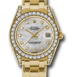 Rolex Yellow Gold Datejust Pearlmaster 34 Watch - 34 Diamond Bezel - White Mother-Of-Pearl Diamond Dial - 81158 md
