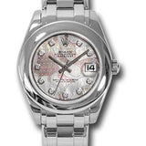 Rolex White Gold Datejust Pearlmaster 34 Watch - Domed Bezel - Goldust Dream Mother-Of-Pearl Diamond Dial - 81209 gdd