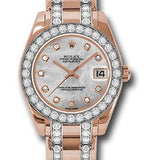Rolex Everose Gold Datejust Pearlmaster 34 Watch - 32 Diamond Bezel - Mother-Of-Pearl Diamond Dial - 81285 mddp
