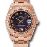 Rolex Pink Gold Datejust Pearlmaster 34 Watch - 12 Diamond Bezel - Purple Diamond Roman Vi  Roman Dial - 81315 pdr