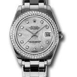 Rolex White Gold Datejust Pearlmaster 34 Watch - 116 Diamond Bezel - Mother-Of-Pearl Diamond Dial - 81339 md
