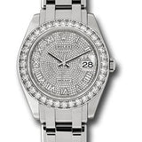 Rolex White Gold Datejust Pearlmaster 39 Watch - 36 Diamond Bezel - Diamond Paved Roman Dial - 86289 dpr