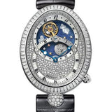 Breguet Reine de Naples Jour/Nuit 8999 - White Gold Case - Diamond Paved Dial - Black Leather Strap - 8999BB/8D/974/DD0D
