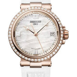 Breguet Marine Dame 9518 - Rose Gold Case - Marea Motif Mother-Of-Pearl Dial - White Rubber Strap - 9518BR/52/584/D000