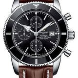 Breitling Superocean Heritage II Chronograph 46 Watch - Steel Case - Volcano Black Dial - Brown Croco Strap - A1331212/BF78/757P/A20D.1