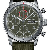 Breitling Aviator 8 Chronograph 43 Curtiss Warhawk Watch - Steel - Green Dial - Khaki Green Military Strap - Folding Buckle - A133161A1L1X2