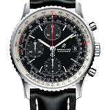 Breitling Navitimer 1 Chronograph 41 Watch - Steel Case - Black Dial - Black Leather Strap - A13324121B1X1