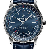 Breitling Navitimer Automatic 41 Watch - Stainless Steel - Blue Dial - Blue Alligator Leather Strap - Folding Buckle - A17326161C1P4