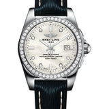 Breitling Galactic 29 Sleek Watch - Stainless Steel - Mother-Of-Pearl Dial - Blue Calfskin Leather Strap - Tang Buckle - A72348531A1X1