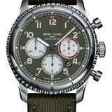 Breitling Aviator 8 B01 Chronograph 43 Curtiss Warhawk Watch - Steel - Green Dial - Khaki Green Military Strap - Folding Buckle - AB01192A1L1X2