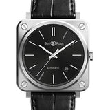 Bell & Ross BR S-92 Black Steel Watch - Alligator Strap