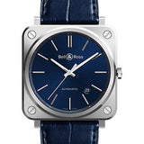 Bell & Ross BR S-92 Blue Steel Watch - Leather Strap
