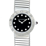 Bvlgari Quartz Black Dial Stainless Steel Ladies Watch