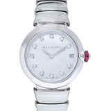 Bvlgari LVCEA Automatic White Mother of Pearl Diamond Dial Stainless Steel Ladies Watch