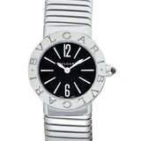 Bvlgari Quartz Black Dial Stainless Steel Ladies Watch