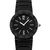 Bvlgari Quartz Black Dial Stainless Steel Ladies Watch