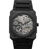 Bvlgari Octo Finissimo Extra Thin Manual-winding Skeleton Dial Black Ceramic Men's Watch