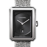 Chanel BOYFRIEND TWEED Quartz Watch - Medium Steel Case - Black Dial - Steel Bracelet - H4878
