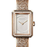 Chanel BOYFRIEND TWEED Quartz Watch - Small Beige Gold Case - Diamond Bezel - Opaline Dial - Beige Gold Bracelet - H4881