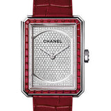 Chanel BOYFRIEND RUBIES Quartz Watch - Medium White Gold Case - Red Strap - H5086