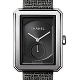 Chanel BOYFRIEND TWEED Manual-Wind Watch - Large Steel Case - Black Dial - Steel Bracelet - H5201