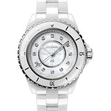 Chanel J12 Quartz Watch - 33mm White Ceramic And Steel Case - White Mother Of Pearl Diamond Dial - White Ceramic Bracelet - H5704