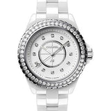 Chanel J12 Quartz Watch - 33mm White Ceramic And Steel Case - Diamond Bezel - White Diamond Dial - White Ceramic Bracelet - H6418