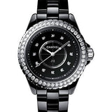 Chanel J12 Quartz Watch - 33mm Black Ceramic And Steel Case - Diamond Bezel - Black Diamond Dial - Black Ceramic Bracelet - H6419