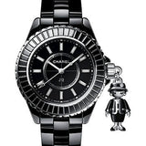 Chanel Mademoiselle J12 Acte II Quartz Watch, 33 mm - 33mm Black Ceramic And White Gold Diamond Case - Black Diamond Dial - Black Ceramic Bracelet - H6479