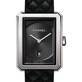 Chanel BOYFRIEND Quartz Watch - Medium Steel Case - Black Dial - Black Strap - H6585