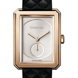 Chanel BOYFRIEND Manual-Wind Watch - Large Beige Gold Case - Opaline Dial - Black Strap - H6589