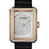 Chanel BOYFRIEND Quartz Watch - Medium Beige Gold Case - Diamond Bezel - Black Strap - H6593