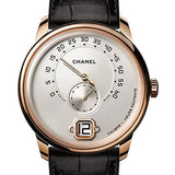 Chanel Monsieur Manual-Wind Watch - Beige Gold Case - Ivory Opaline Dial - Black Strap - H6596