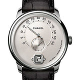 Chanel Monsieur Manual-Wind Watch - White Gold Case - Ivory Opaline Dial - Black Strap - H6672