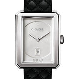 Chanel BOYFRIEND Quartz Watch - Medium Steel Case - Opaline Dial - Black Strap - H6954