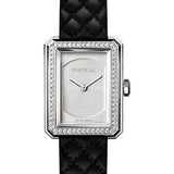 Chanel BOYFRIEND Quartz Watch - Small Steel Case - Diamond Bezel - Opaline Dial - Black Strap - H6955