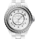 Chanel J12 Diamond Bezel Automatic Watch - 38mm White Ceramic And Steel Case - Diamond Bezel - White Diamond Dial - White Ceramic Bracelet - H7189