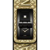 Chanel CODE COCO CYBERGOLD Quartz Watch - Steel Case - Black Dial - Golden Quilted Strap - H7945