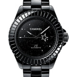 Chanel J12 INTERSTELLAR Automatic Watch - 38mm Black Ceramic And Steel Case - Aventurine Effect Black Glittery Diamond Dial - Black Ceramic Bracelet - H7989