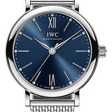 IWC Portofino Automatic 34 Watch - 34.0 mm Stainless Steel Case - Blue Dial - Milanaise Mesh Steel Bracelet - IW357404