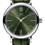 IWC Portofino Automatic 34 Watch - 34.0 mm Stainless Steel Case - Green Dial - Green Alligator Strap - IW357405