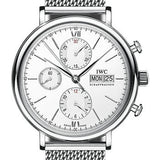 IWC Portofino Chronograph Watch - 42.0 mm Stainless Steel Case - Silver Dial - Milanaise Mesh Steel Bracelet - IW391028