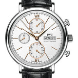 IWC Portofino Chronograph Watch - 42.0 mm Stainless Steel Case - Silver Dial - Black Alligator Strap - IW391031