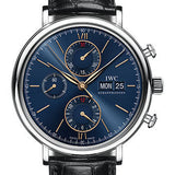 IWC Portofino Chronograph Watch - 42.0 mm Stainless Steel Case - Blue Dial - Black Alligator Strap - IW391036